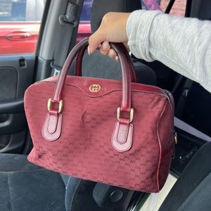 RARE 1970s Vintage Gucci Burgundy Monogram Canvas Bag!